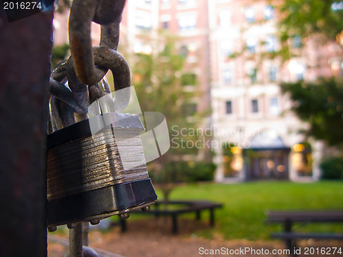 Image of Gate locked with padlock