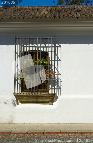 Image of WINDOW WITH WROUGHT IRON SCREEN