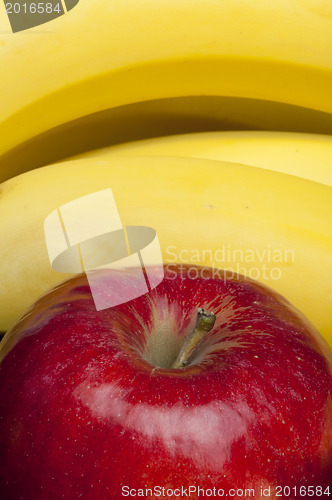 Image of Red apple and bananas