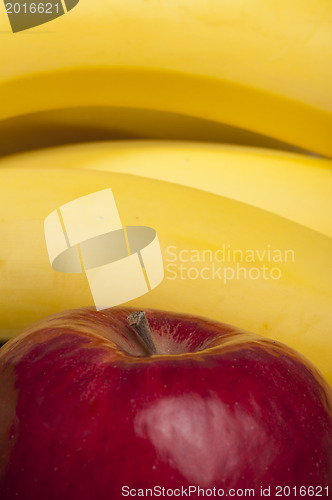 Image of Red apple and bananas