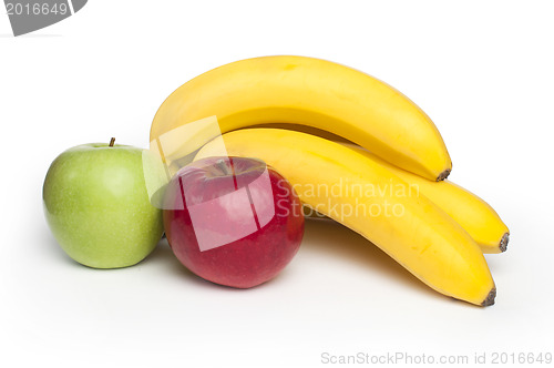 Image of Red and green apples and bananas