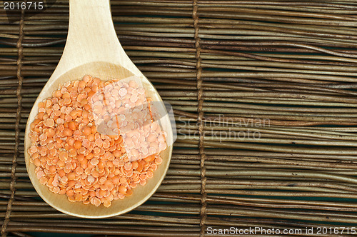 Image of Lentil split in wooden spoon