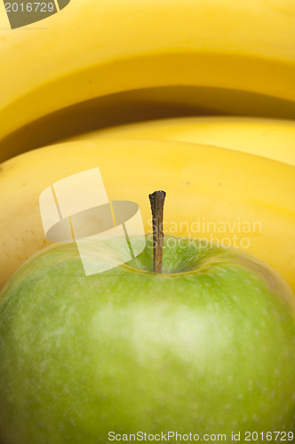 Image of Green apple and bananas 