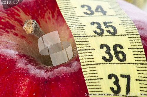 Image of Red apple and centimeter