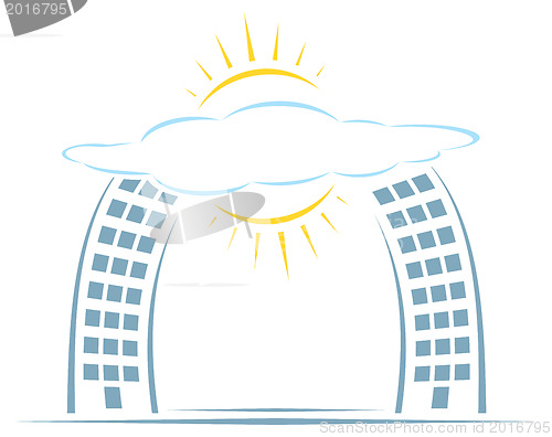 Image of Sun over city