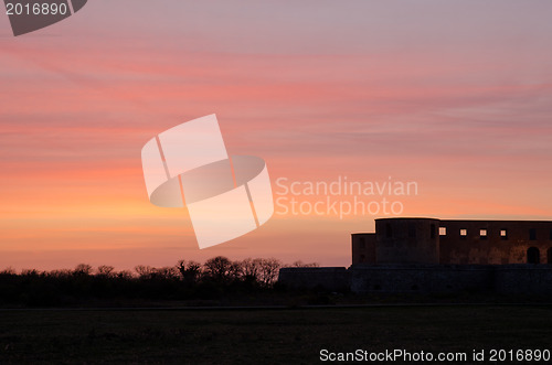 Image of Castle with coloured sky