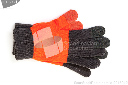 Image of Red-black knitted gloves