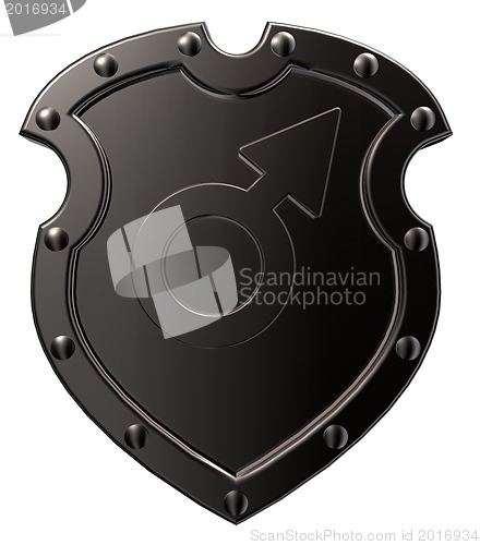 Image of male symbol on shield