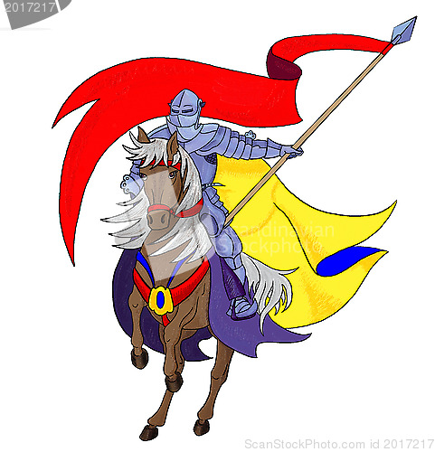 Image of The knight with a flag