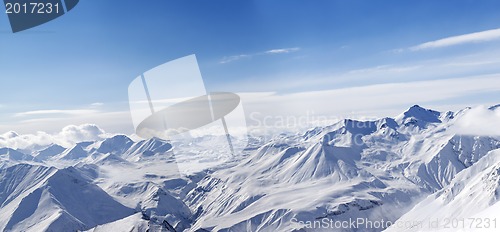 Image of Panorama of winter mountains in nice day