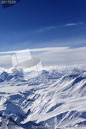 Image of Top view of snowy mountains
