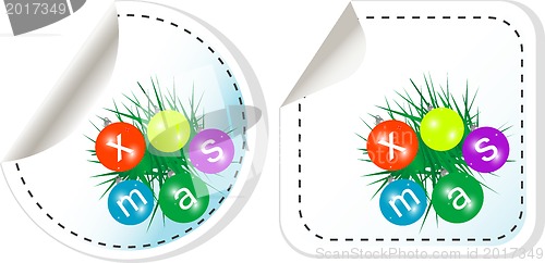 Image of Set christmas balls icon label stickers