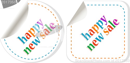 Image of stickers happy new sale set. Symbol of new year