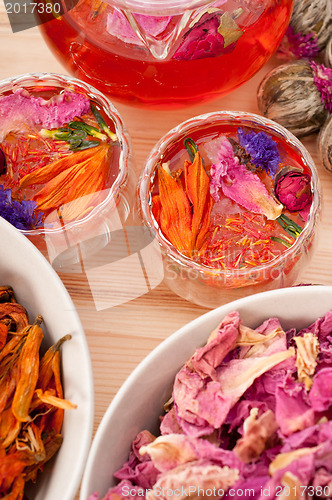 Image of Herbal natural floral tea infusion with dry flowers