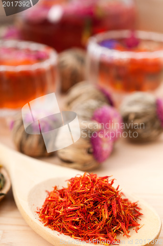 Image of Herbal natural floral tea infusion with dry flowers