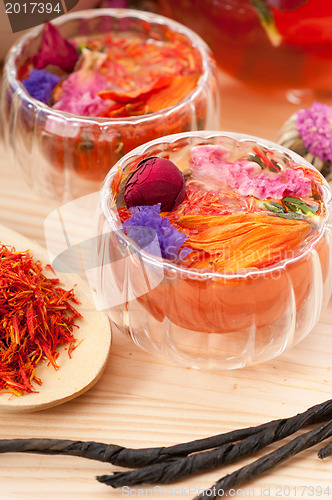 Image of Herbal natural floral tea infusion with dry flowers