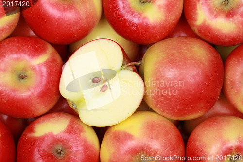 Image of Red apples forming a background