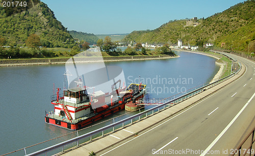 Image of Fireboat On River Rhine