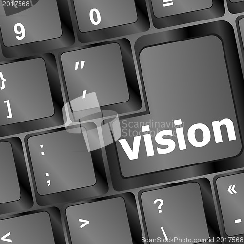 Image of vision button showing concept of idea, creativity and success