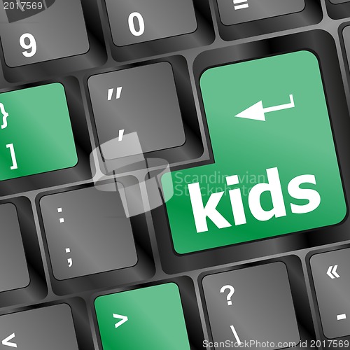 Image of kids key button in a computer keyboard