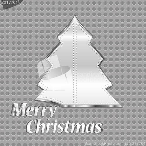 Image of abstract silver metal christmas tree on background