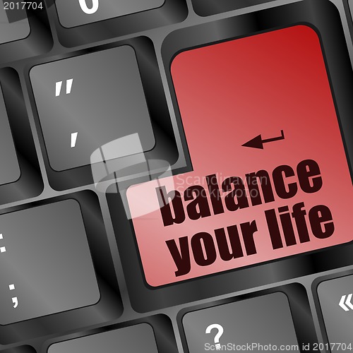 Image of balance your life button on computer keyboard
