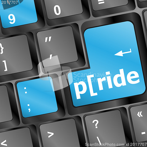Image of Computer keyboard key with pride word