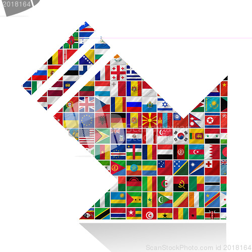 Image of flags of the world with icon set