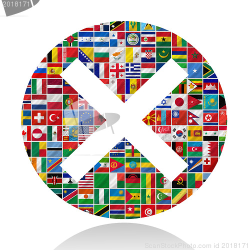 Image of flags of the world with icon set