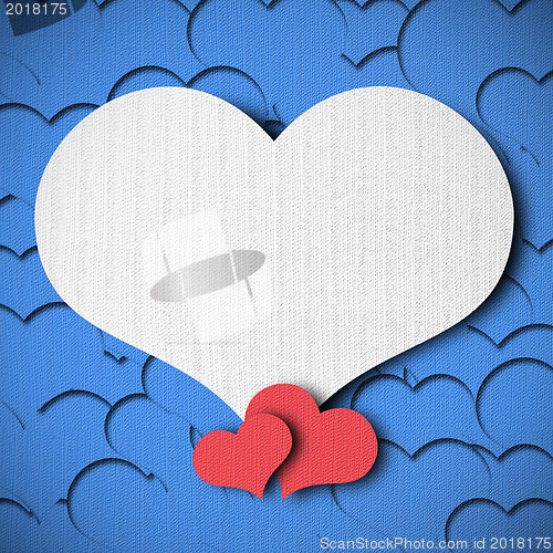 Image of Valentines day background frame with heart shaped ornament 