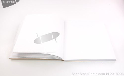 Image of Blank book with white cover on white background. 