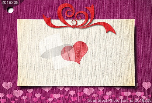 Image of greeting, wedding or birthday card with heart 