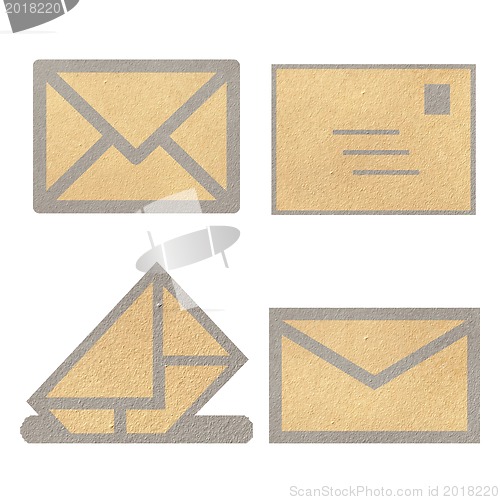 Image of Brown Vintage Envelope with blank paper on white. 