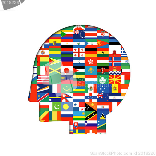 Image of flags of the world with icon set