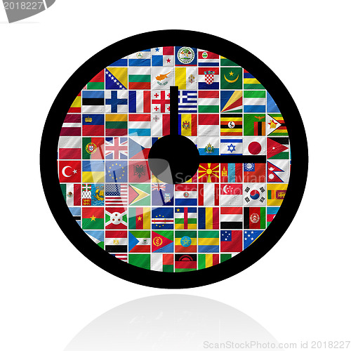 Image of flags of the world with icon set