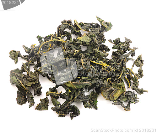 Image of Black tea loose dried tea leaves, isolated 