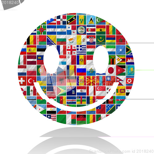 Image of flags of the world with icon set