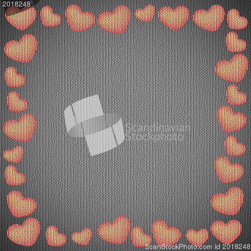 Image of Valentines day background frame with heart shaped ornament 