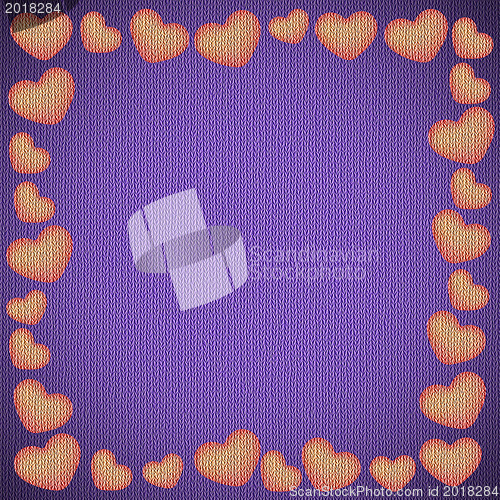 Image of Valentines day background frame with heart shaped ornament 