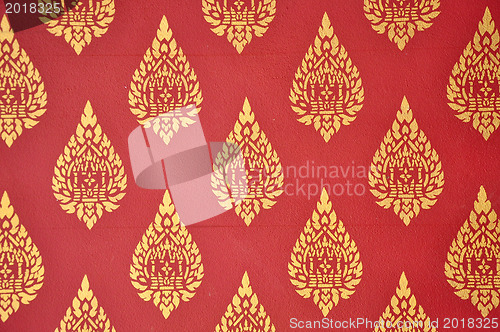 Image of Thai floral pattern design on wall 