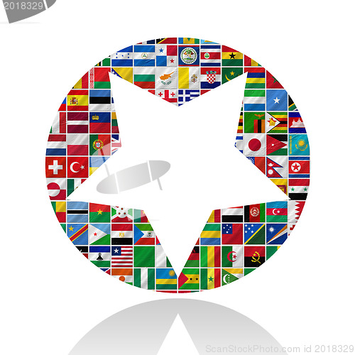 Image of flags of the world with icon set