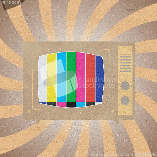 Image of Television ( TV ) icon recycled paper stick on white background 