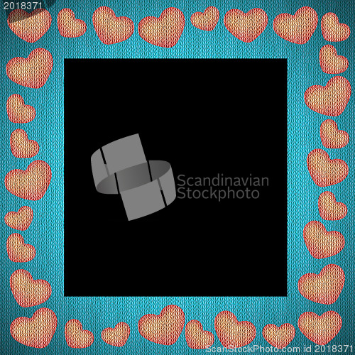 Image of Valentines day background frame with heart shaped ornament 