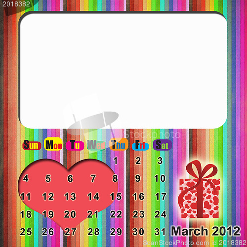 Image of Calendar 2012 with sparkling hearts 