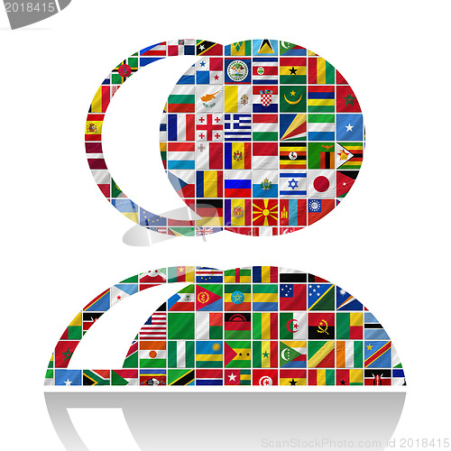 Image of flags of the world with icon set