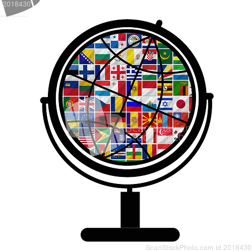 Image of flags of the world with icon set