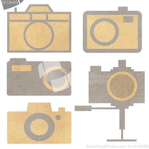 Image of classic camera from paper craft isolated 