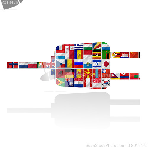 Image of flags of the world with icon set