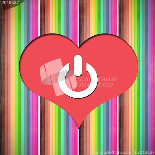 Image of  heart isolated on rainbow background.