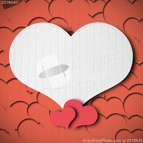 Image of Valentines day background frame with heart shaped ornament 